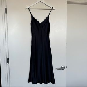 Dissh midi silk slip dress in navy - US 4